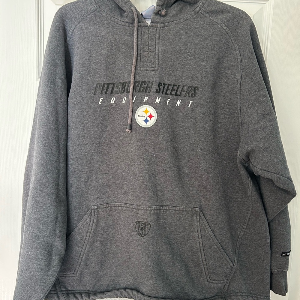 Reebok Gray Sweatshirt with Hood and Graphic Design